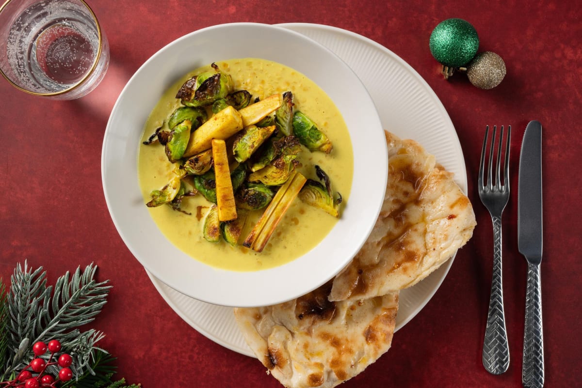 Curried Festive Veg Topped Tarka Dal