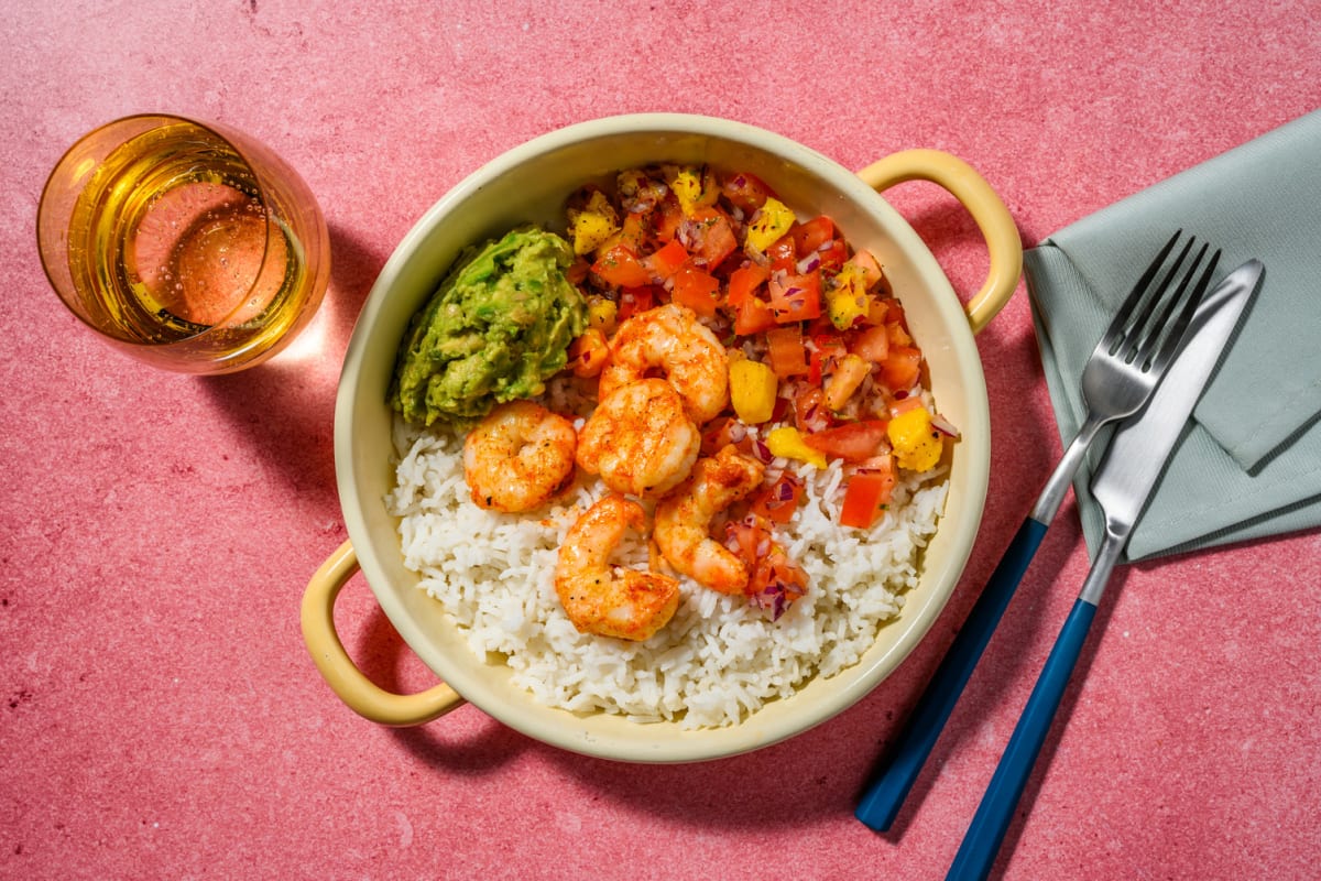 Bowl d'énergie crevettes, mangue & pico de gallo