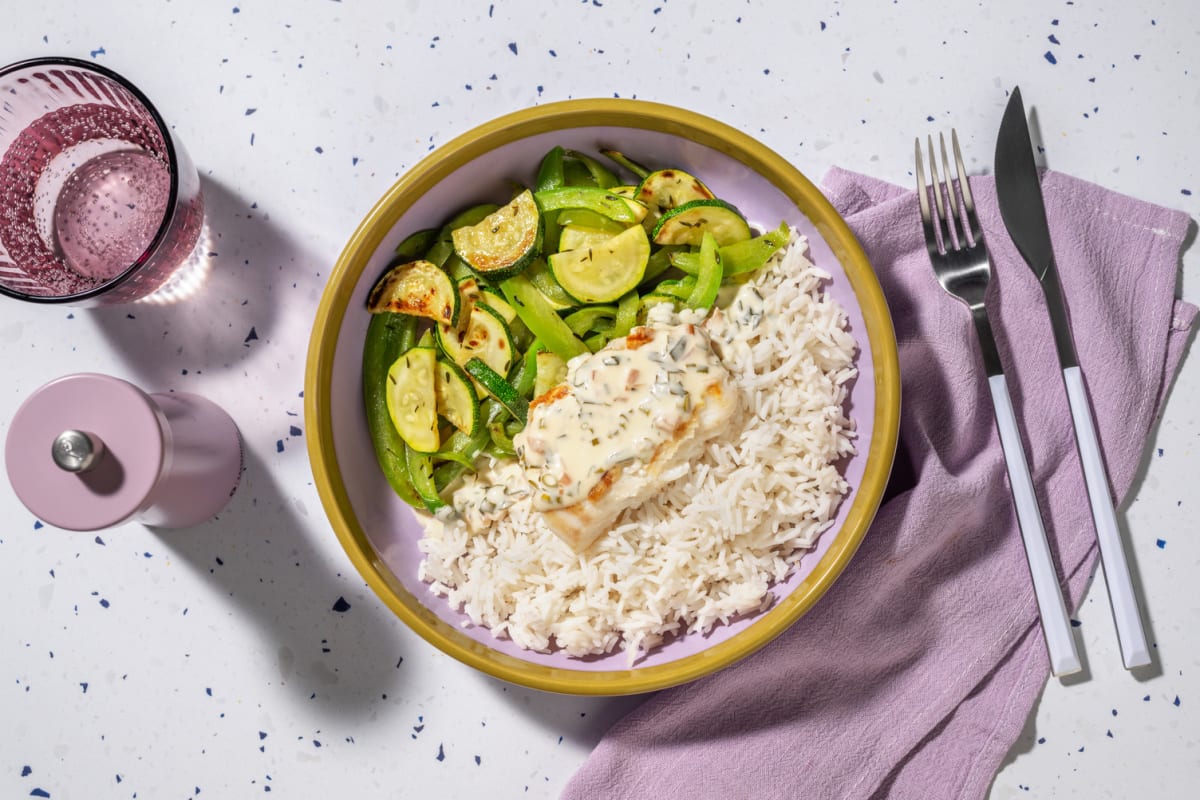 Lieu noir, riz & beurre nantais aux herbes