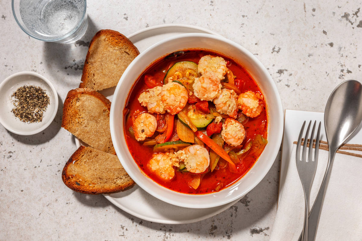 Crevettes piripiri & duo de poivrons Recette HelloFresh