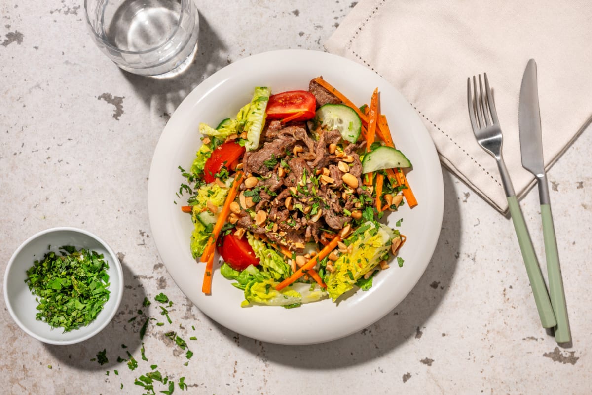 Salade top chrono : bœuf & crudités à la thaï