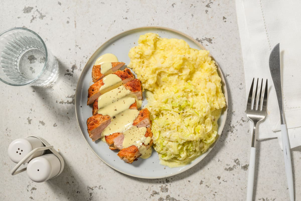 Poulet poêlé & purée au céleri-rave