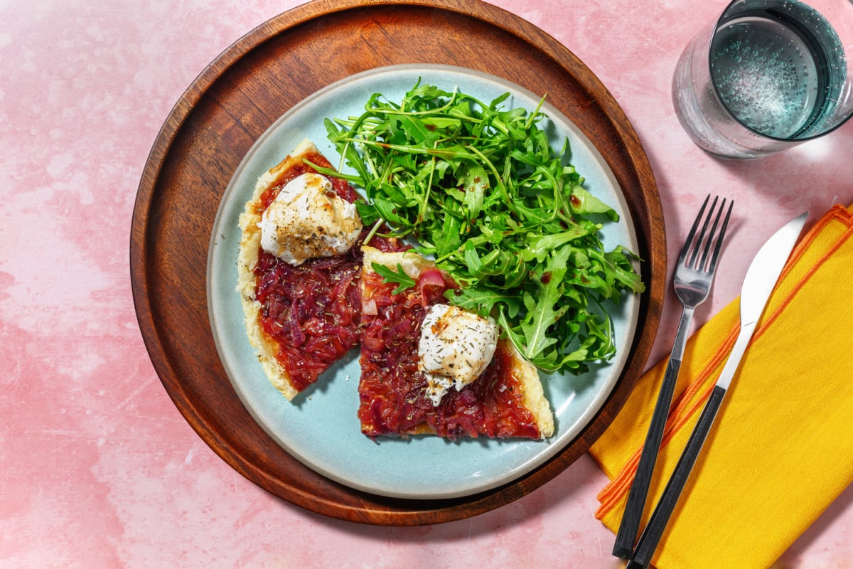 Tarte façon Tatin d'oignons & burrata