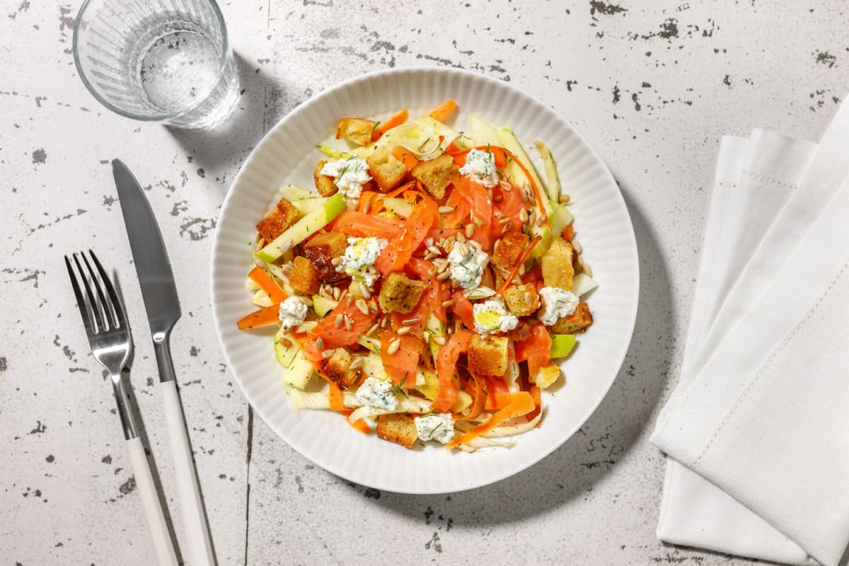 Salade au saumon fumé, fenouil & pomme