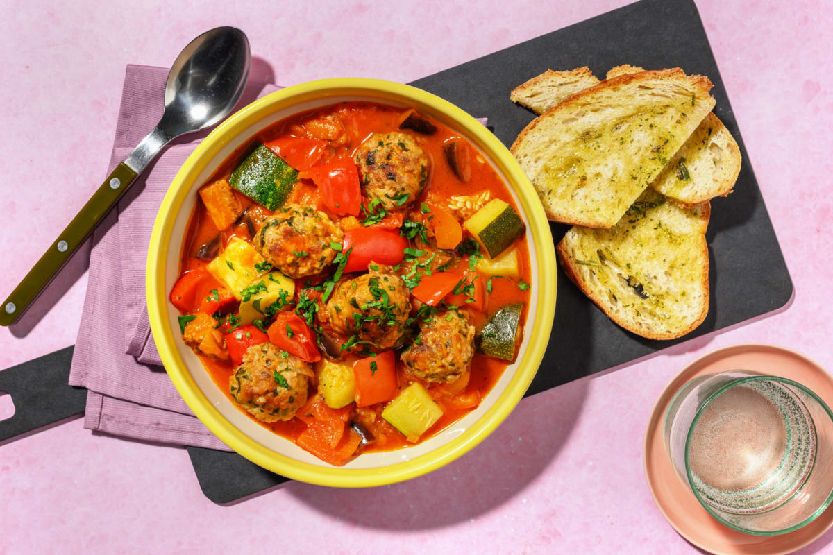 Boulettes de porc à la provençale & ratatouille