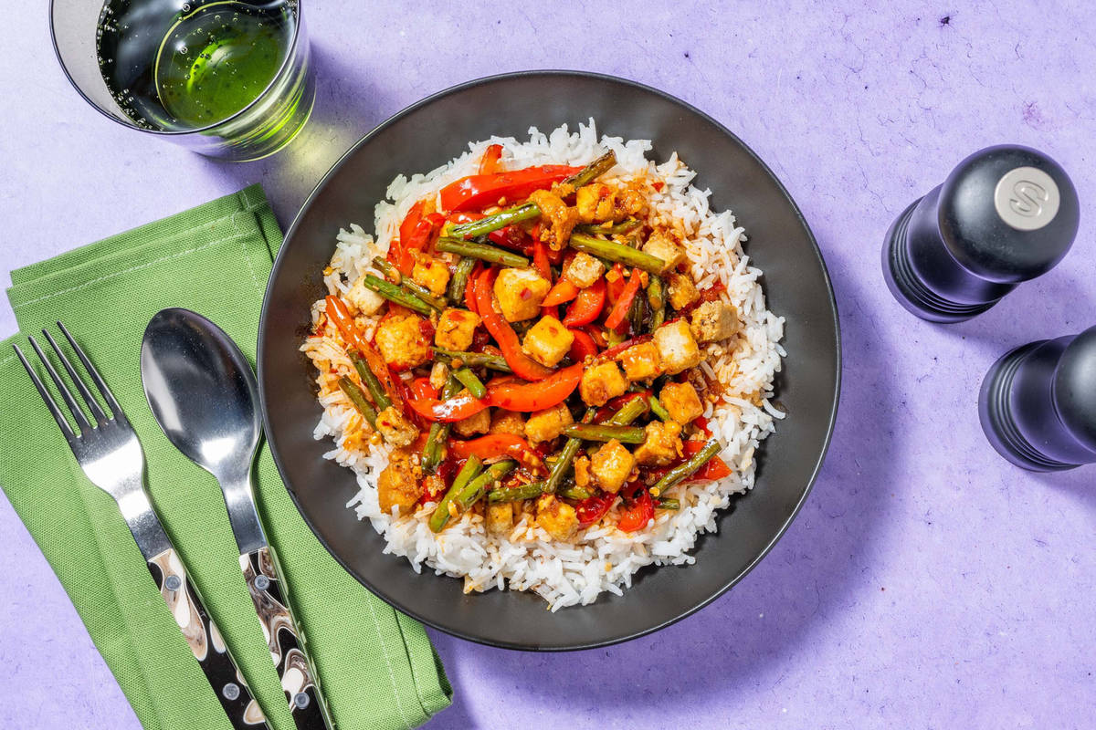 Sweet SambalHoisin Tofu and Jasmine Rice Recipe HelloFresh