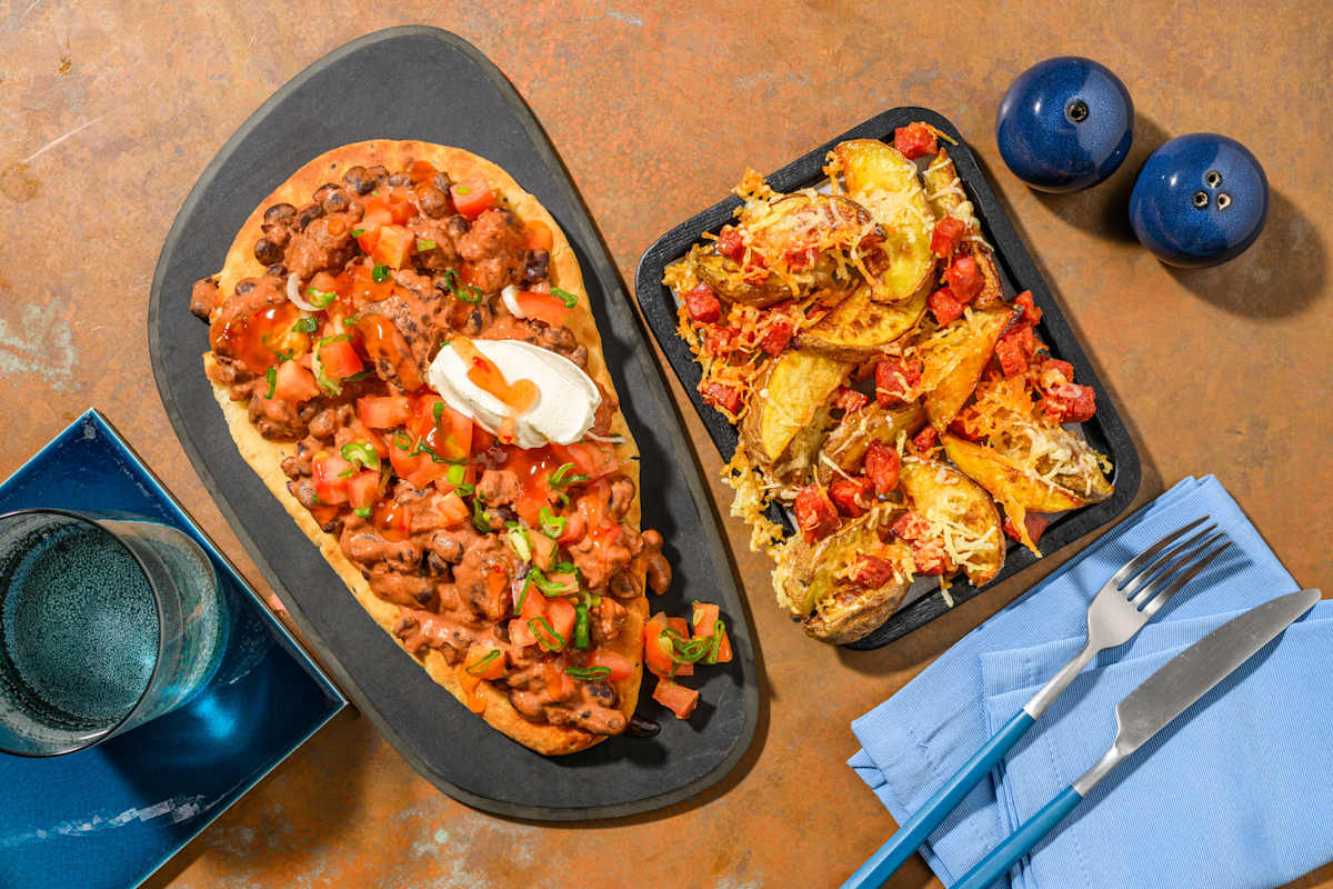 Chilli Loaded Naan and Cheesy Chorizo Wedges