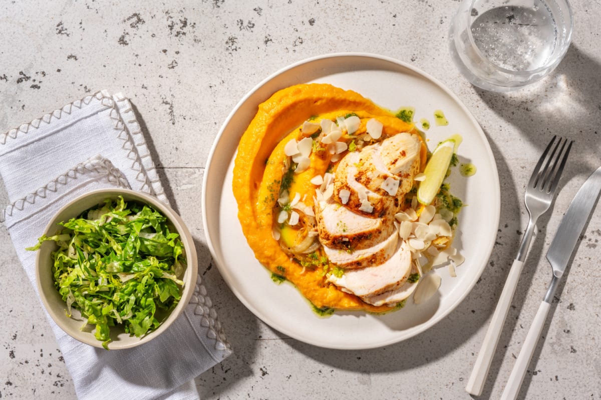 Poulet doré & purée aux couleurs d'automne