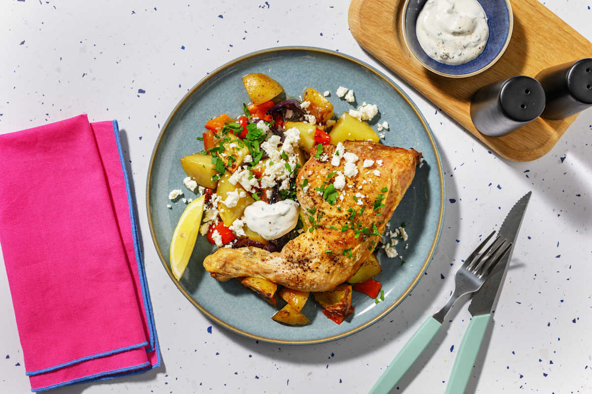 Cuisse de poulet rôtie à la grecque