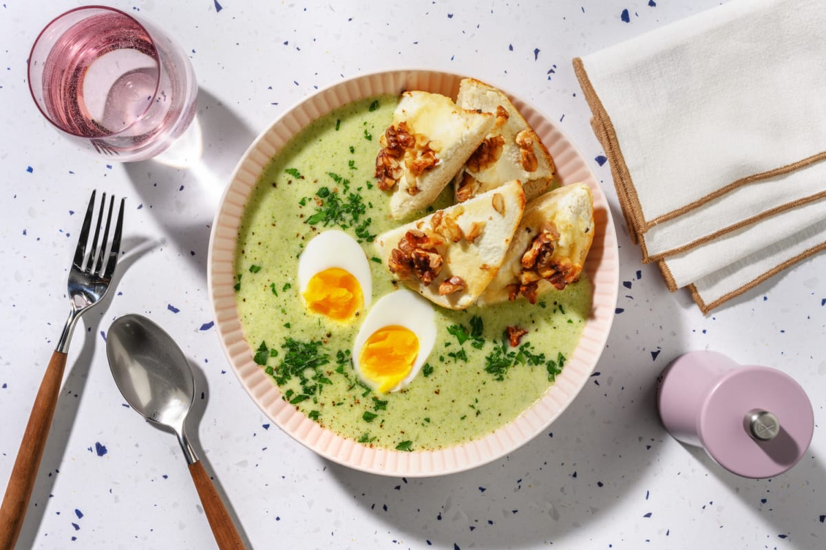 Soupe de brocoli & tartine chèvre-miel 