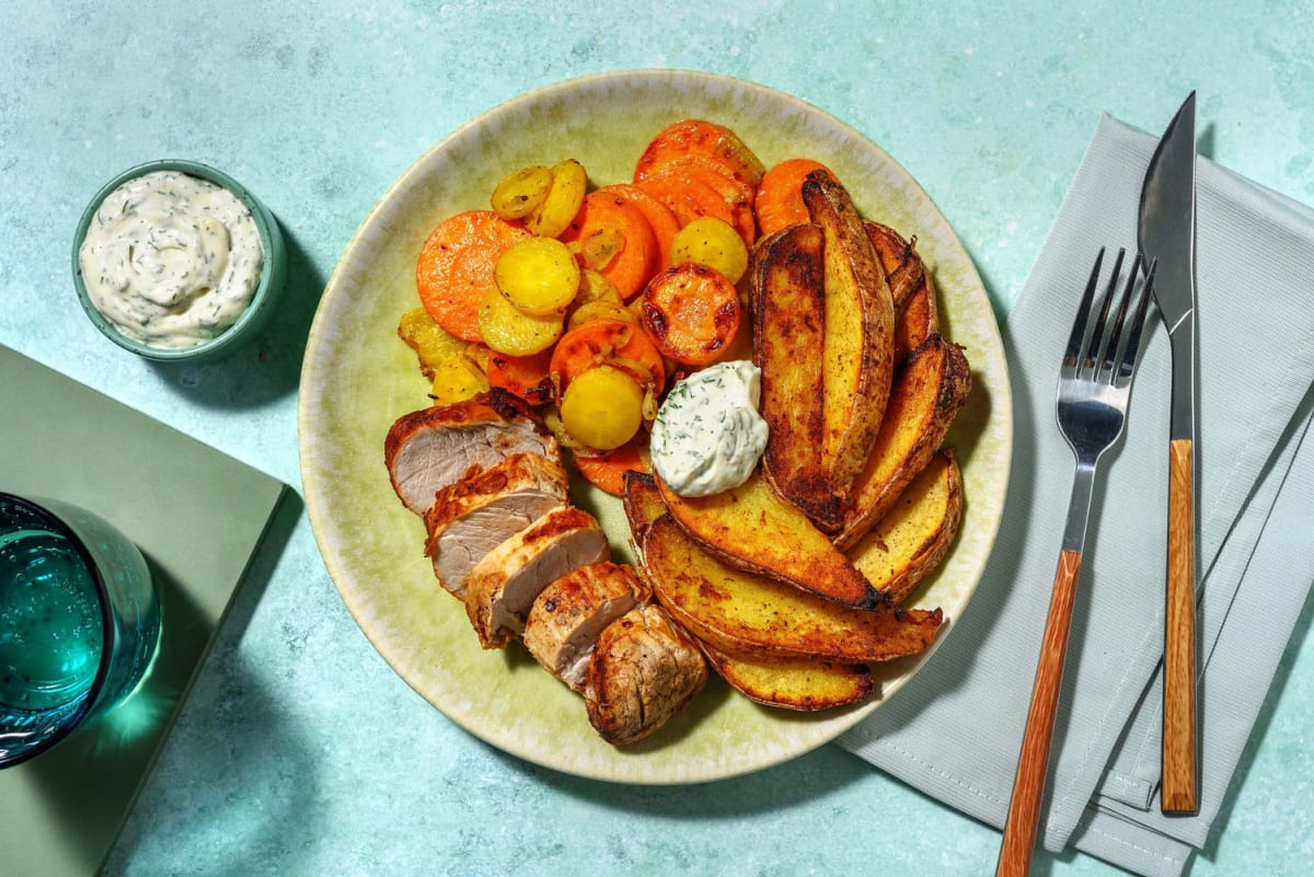 Varkenshaas met gebakken aardappeltjes