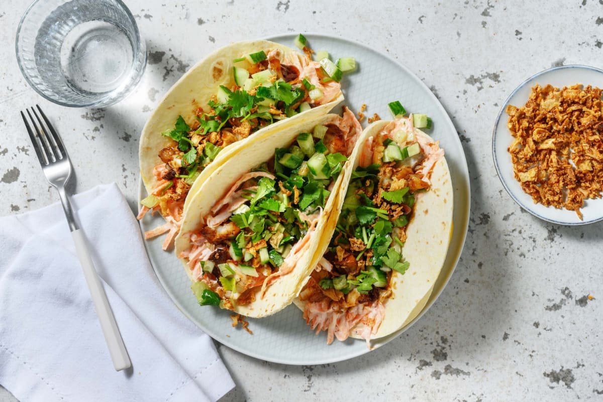 Tacos au cabillaud en sauce hoisin