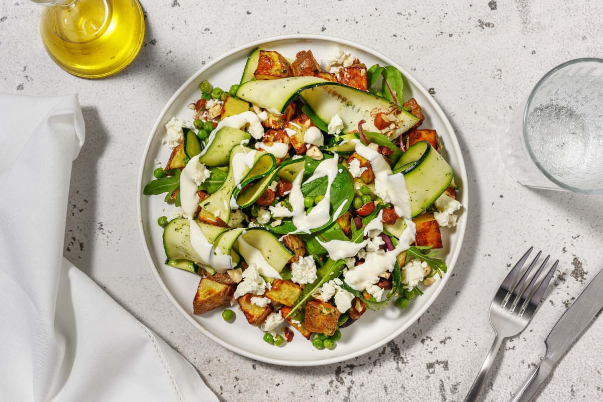 Pea, Courgette and Roasted Potato Salad