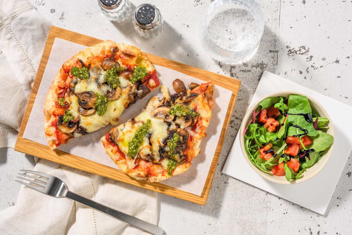 Pesto Chicken and Mushroom Naanizza