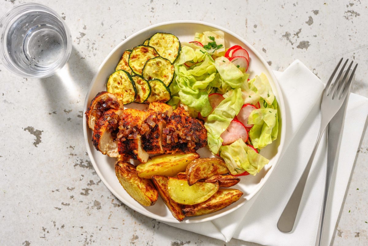 Filet de poulet aux fines herbes et pommes de terre au four