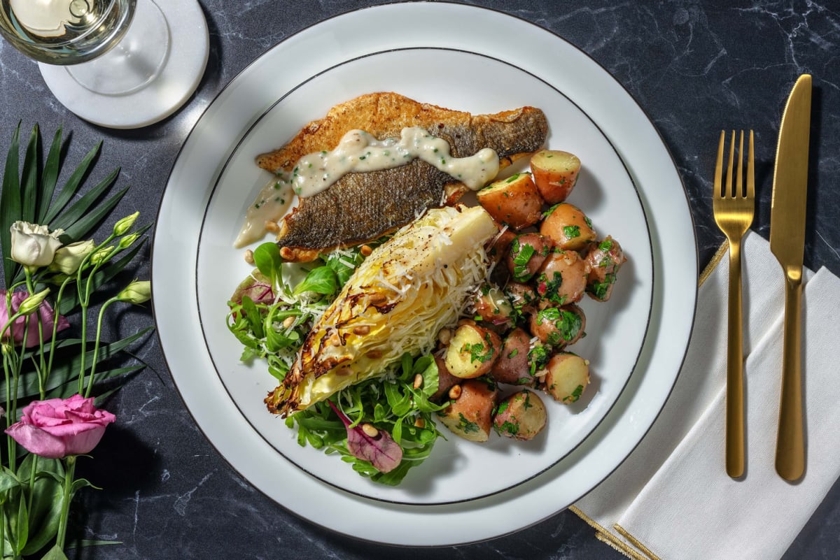 Pandestegt havbars og purløgsmornay