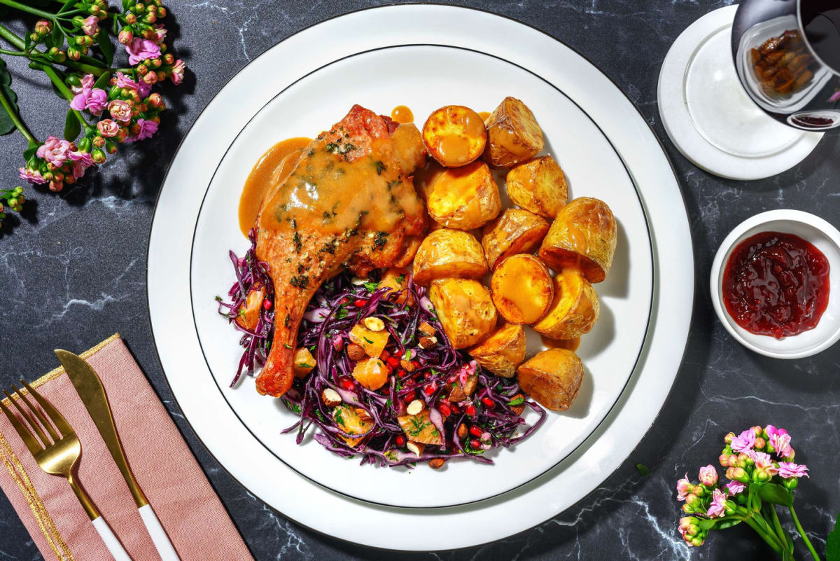 Ovnsbakt andelår og brunsaus