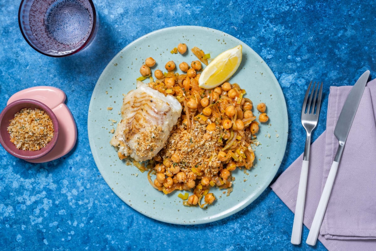 Kabeljau getoppt mit Zitronen-Thymian-Panko