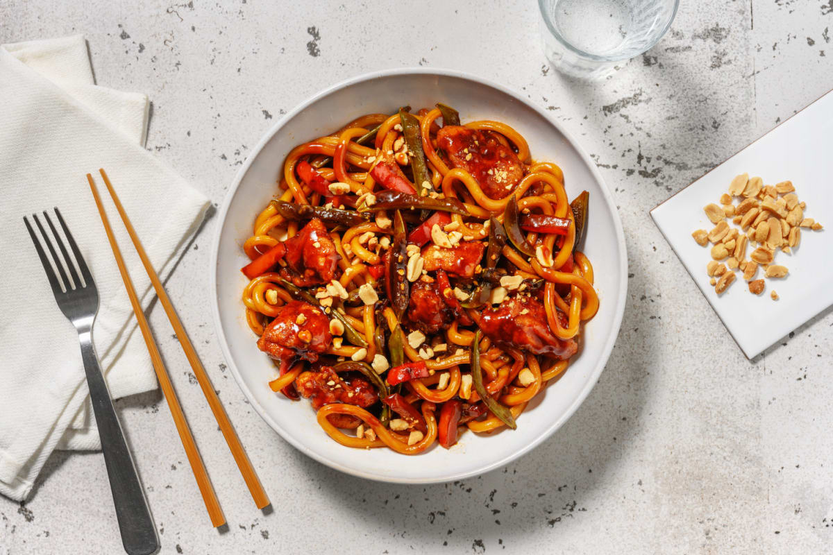 Sweet and Sticky Chicken Udon Noodles