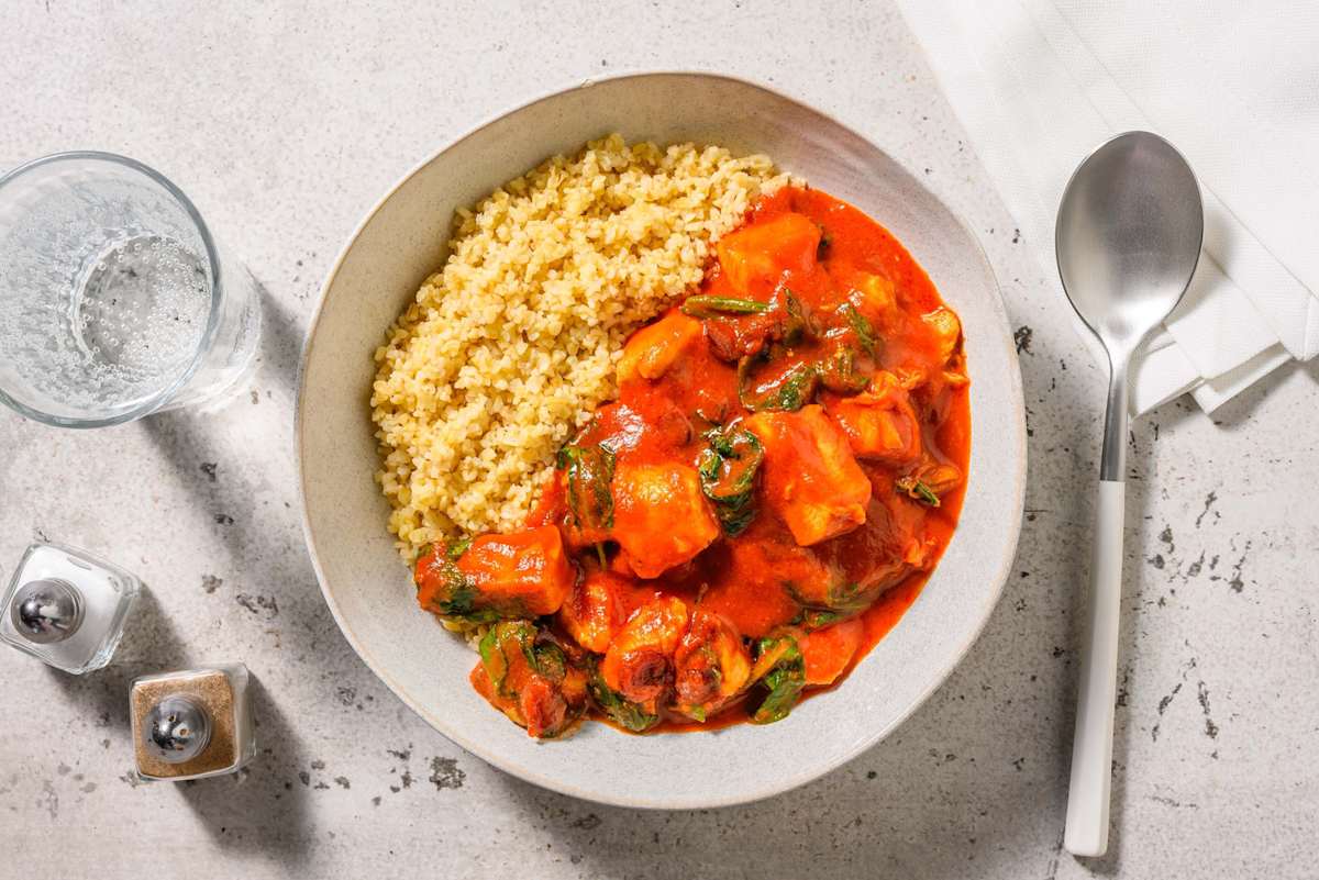 Harissa Cranberry Chicken on Bulgur