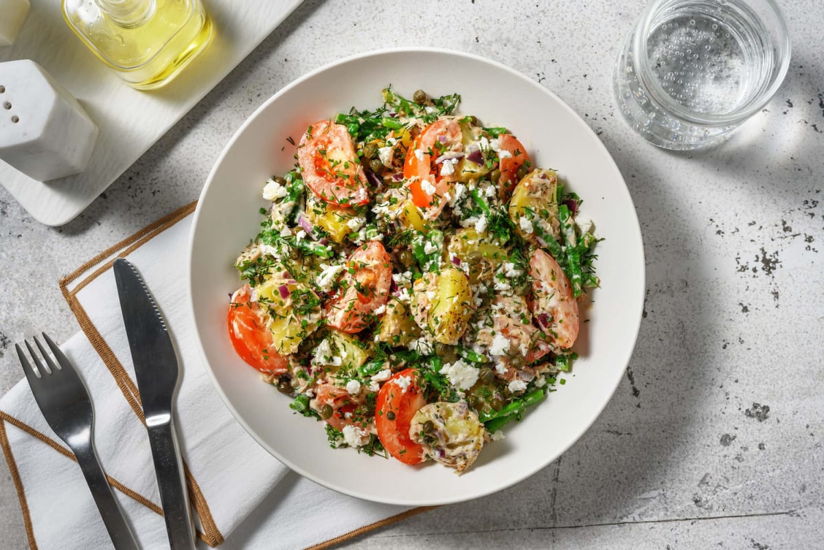 Salade de grenailles au thon et  fromage grec