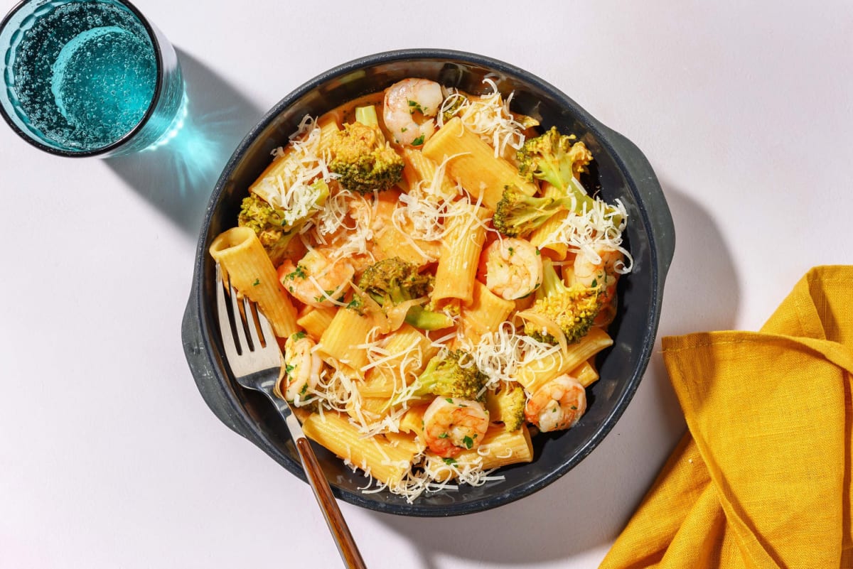 One-Pot Rigatoni mit Cajun Crevetten