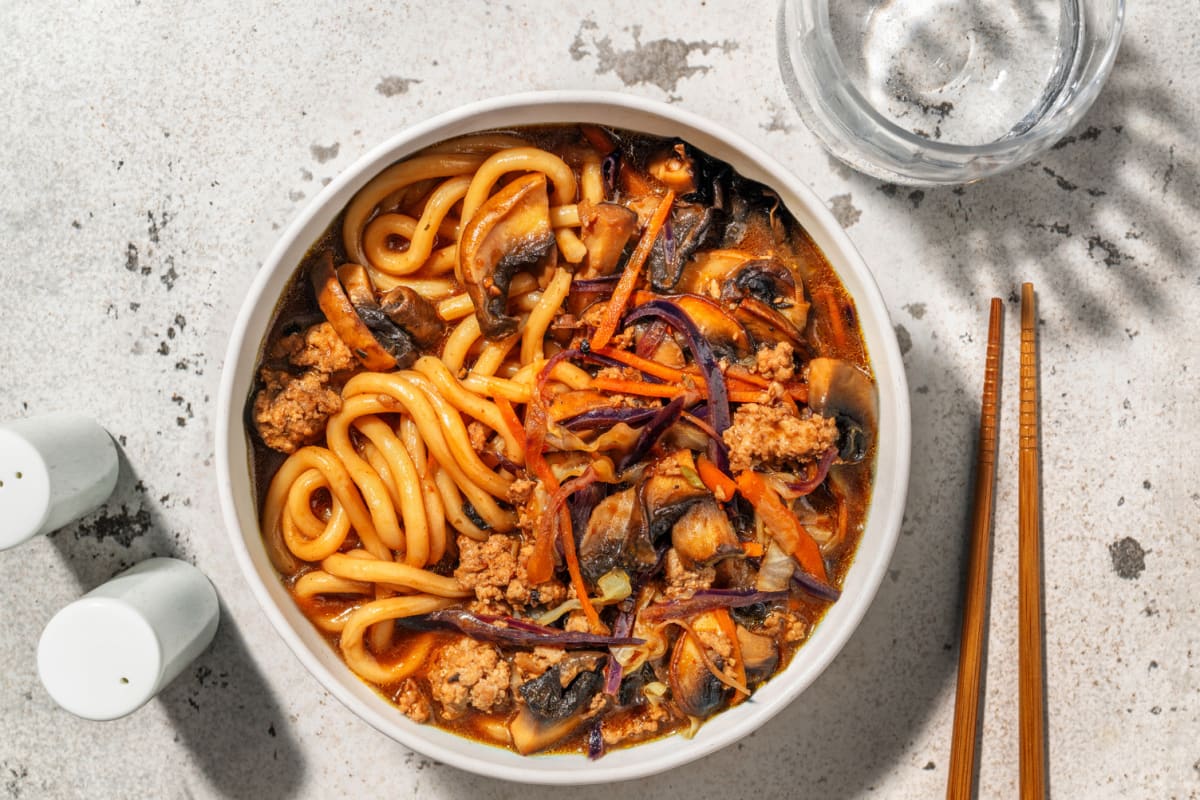 Ginger Miso Beef Udon Stir-Fry