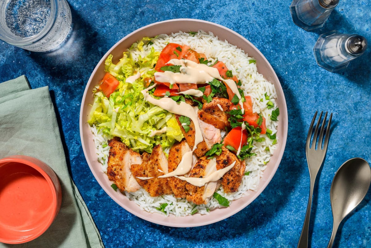 Central American Style Chicken and Steamed Basmati Rice Bowl