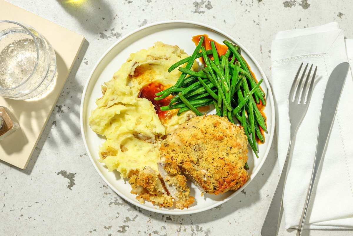 Herby Breaded Chicken Breast and Garlic Butter Sauce
