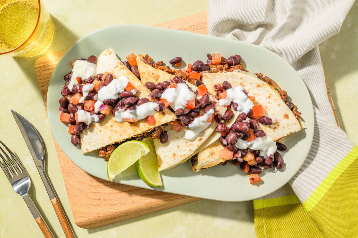 Cheesy Quesadillas mit Rinderhackfleisch