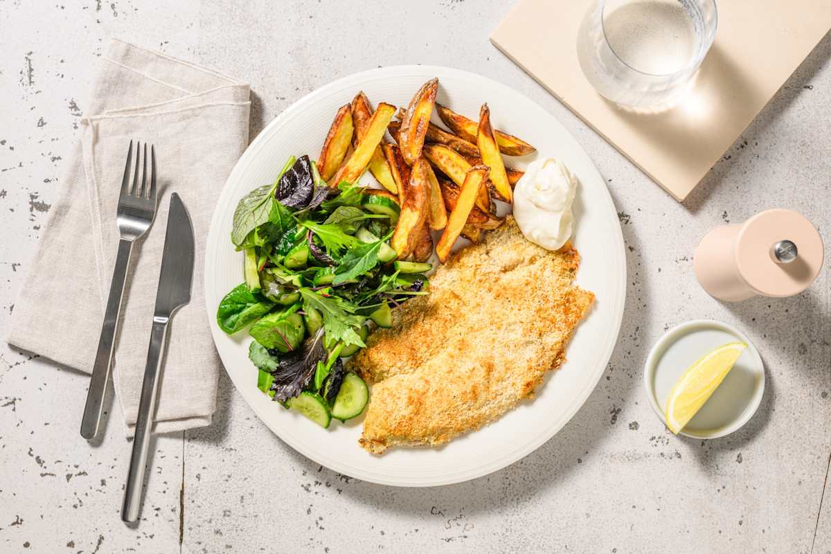Zesty Breaded Salmon and Chips