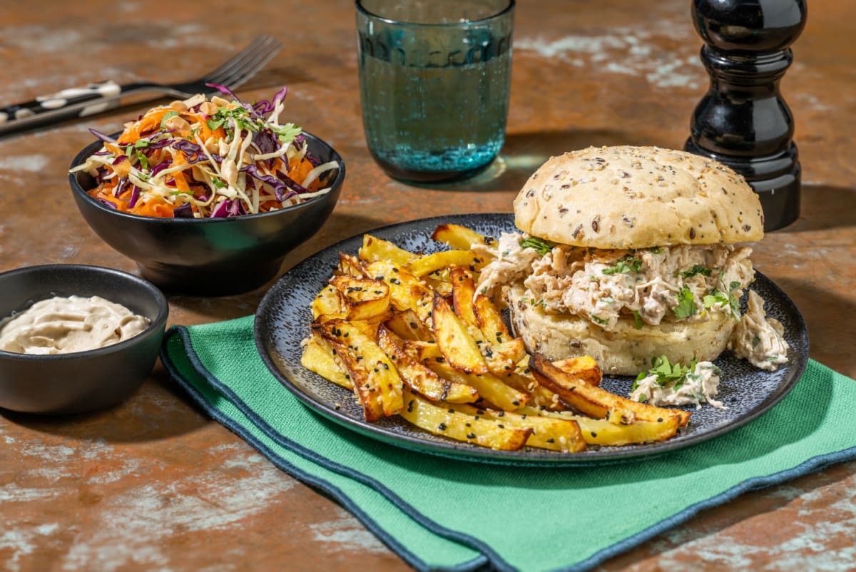 Le Fusion Burger : dinde effilochée à l'asiatique