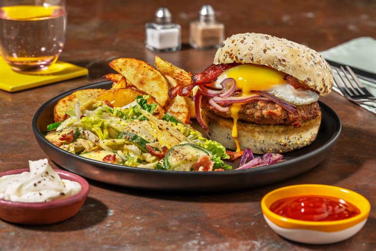 Le Cowboy Burger : bœuf, œuf & bacon