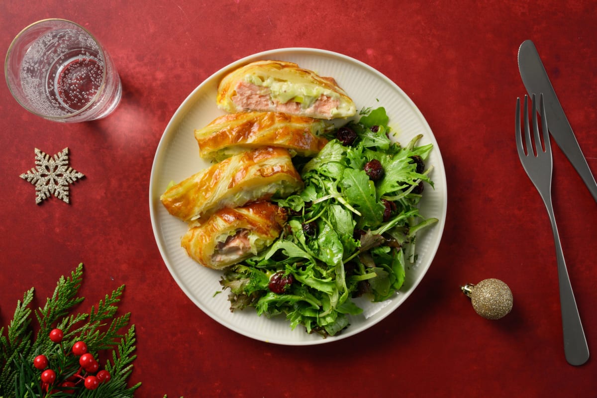 Feuilleté de saumon & poireau en fête