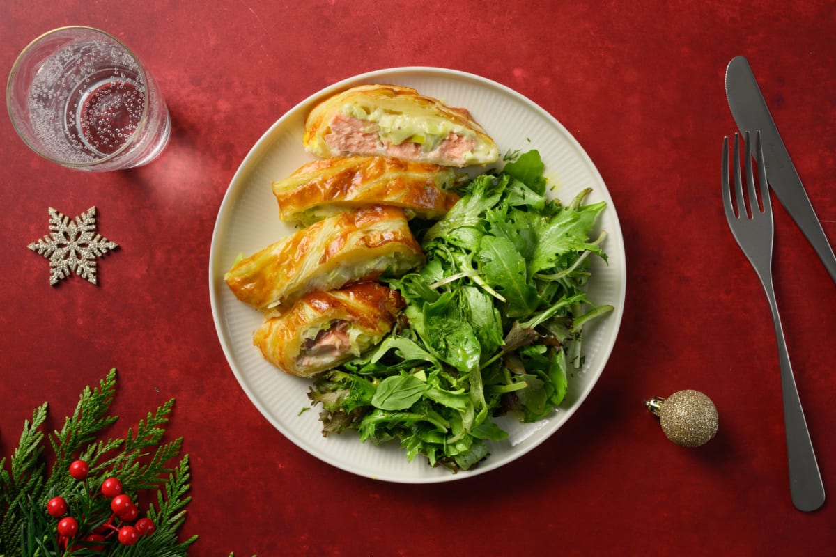 Feuilleté de saumon & poireau en fête