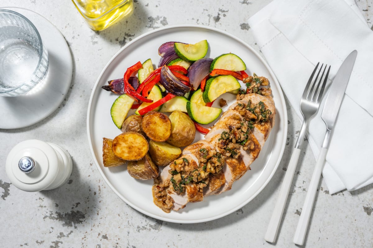 Escalope de jambon en sauce aux noix et persil