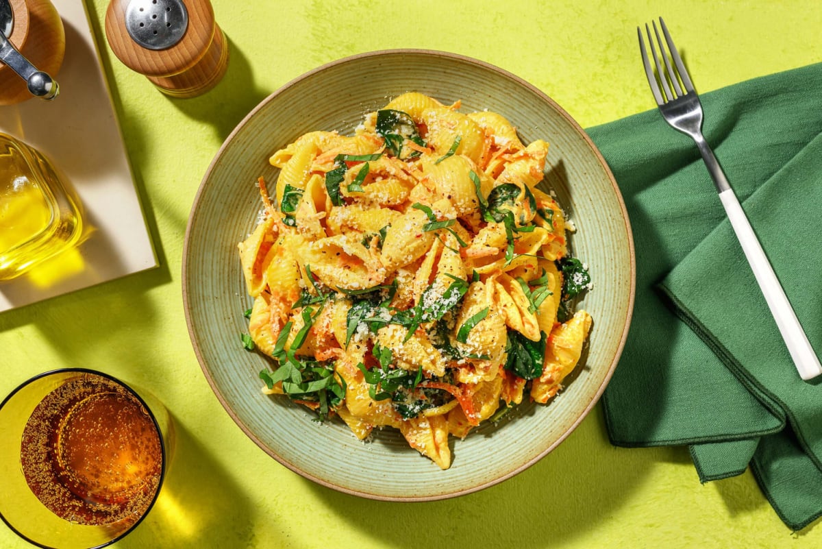 One-Pot Conchiglie in Pesto-Creme-Soße