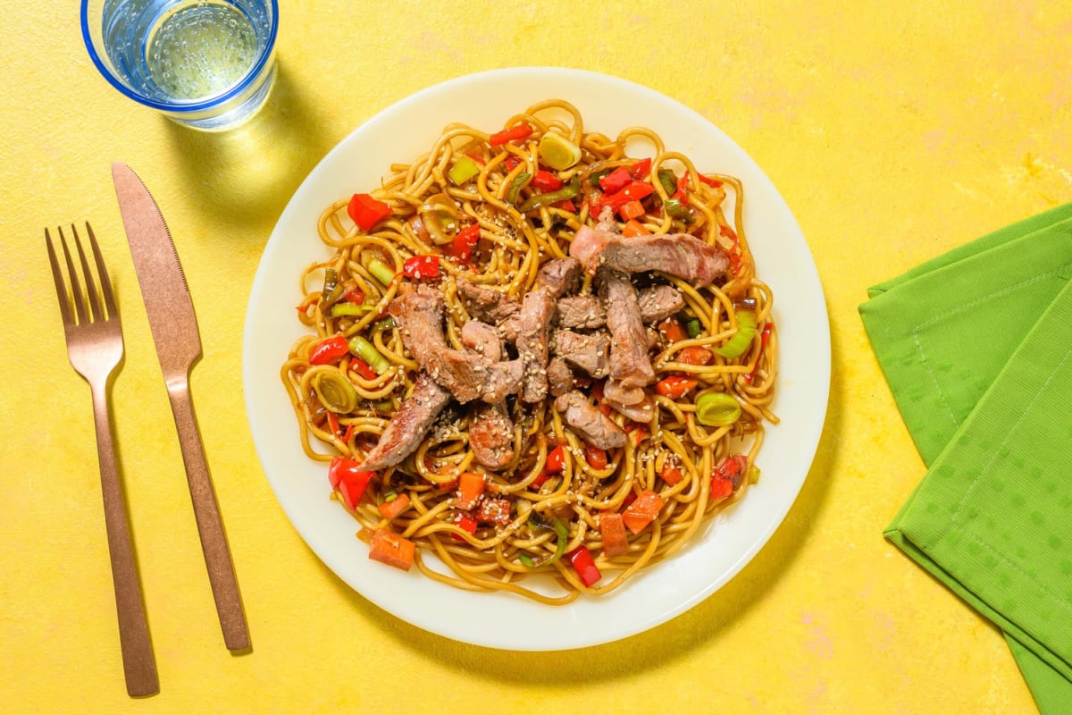 Steak Strips with Wholewheat Noodles