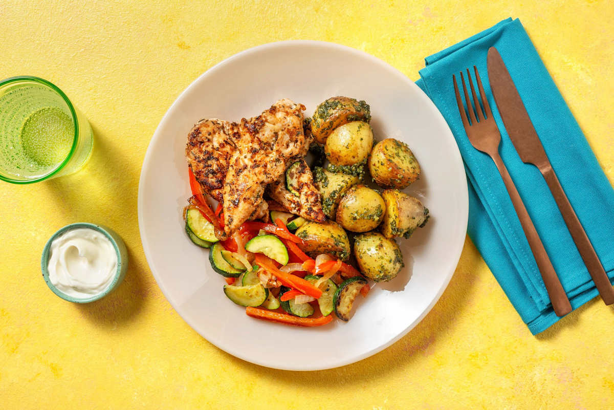 Kipfilet met pestokrieltjes