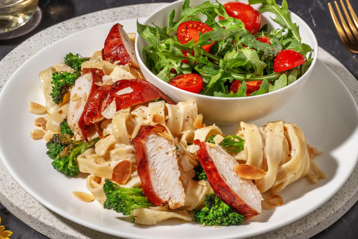 Crispy Serrano Ham Topped Chicken Tagliatelle 