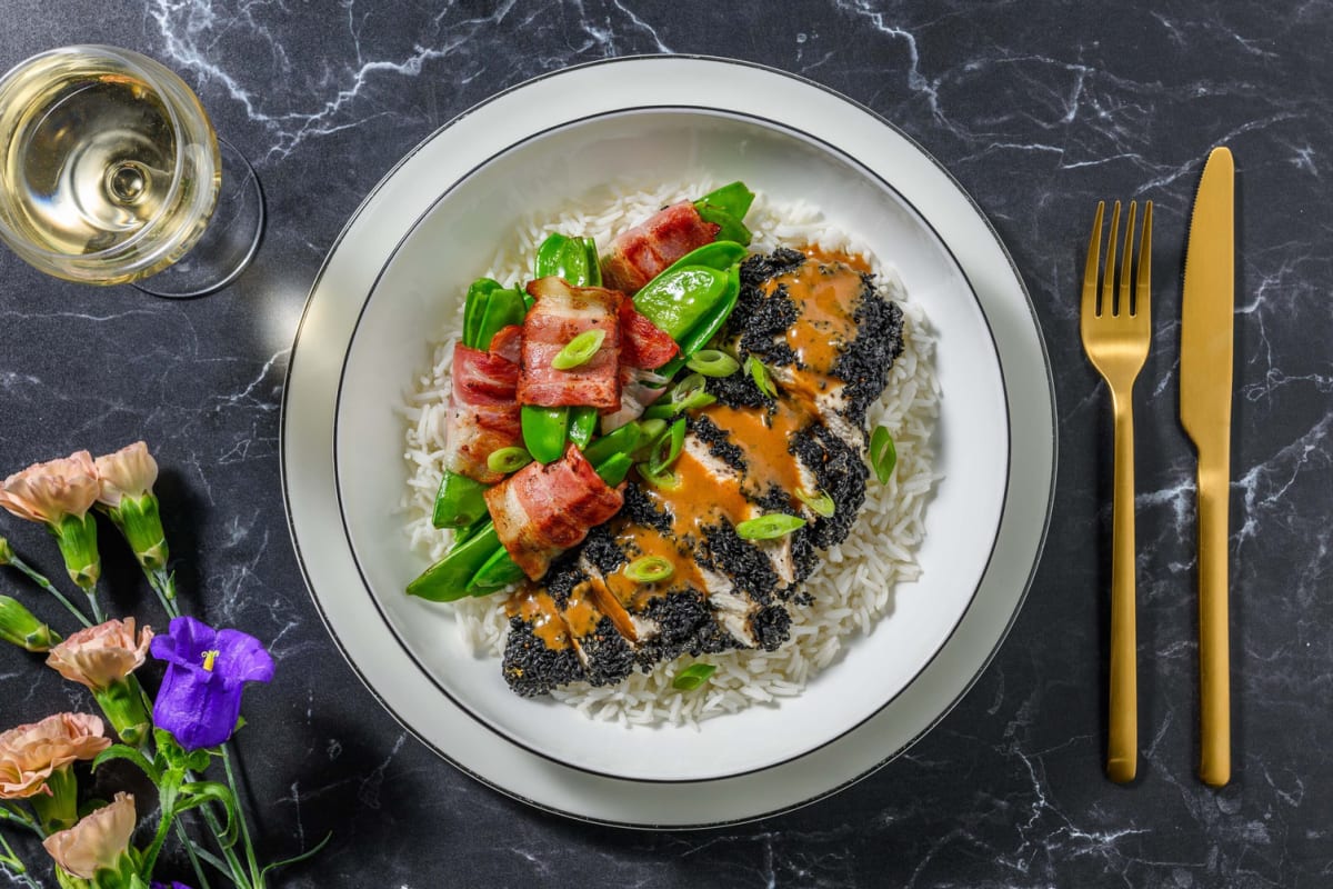Sesam-Hähnchen mit Hoisin-Erdnuss-Soße