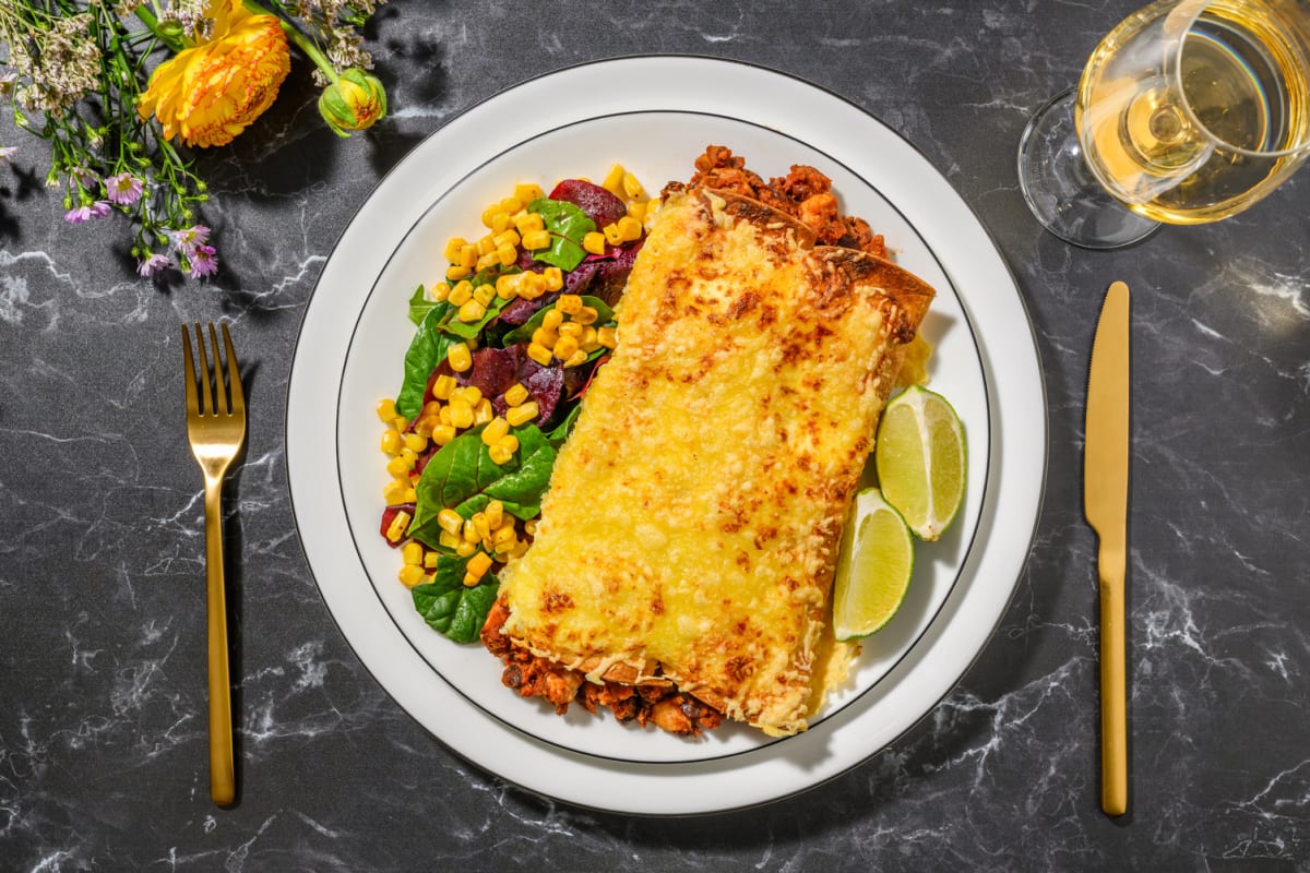 Cheddar, Chicken and Chorizo Enchiladas