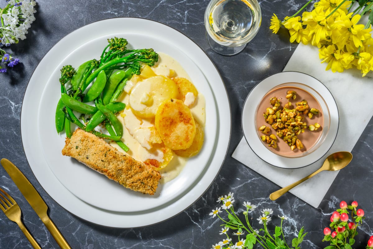 Herb Crusted Salmon Fillet and Cheesy Dauphinoise