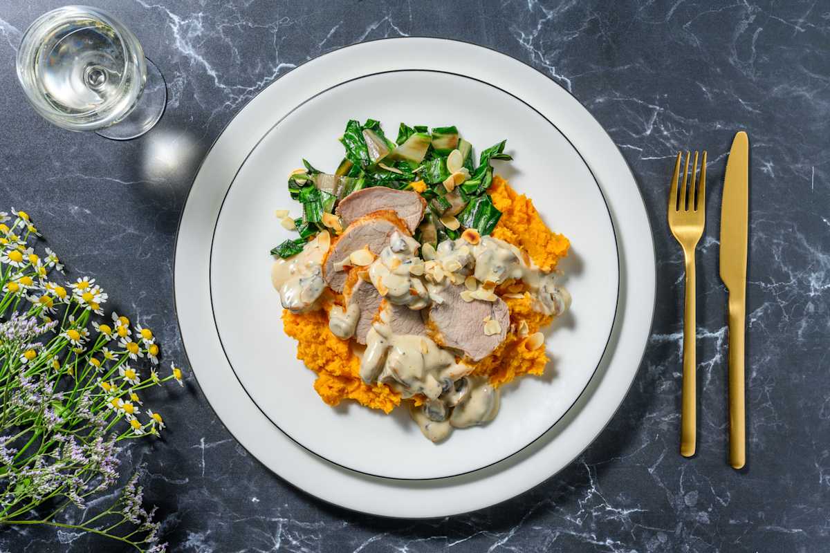 Roast Pork & Creamy Mushroom Sauce