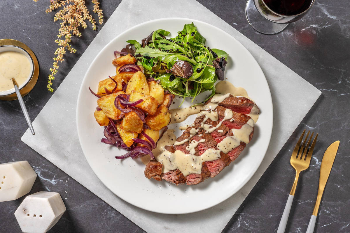 21 Day Aged Sirloin Steak and Peppercorn Sauce Recipe HelloFresh