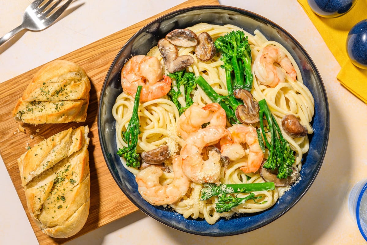 Presto Prawn and Mushroom Linguine