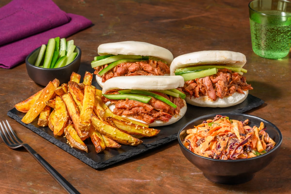 Hoisin Duck Bao and Sesame Fries