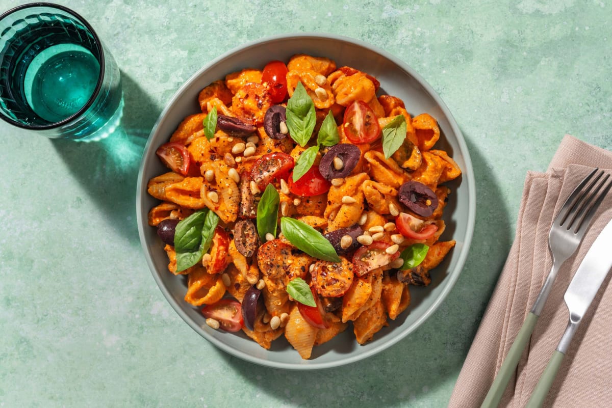 Conchiglie in pikanter Gemüsesoße 