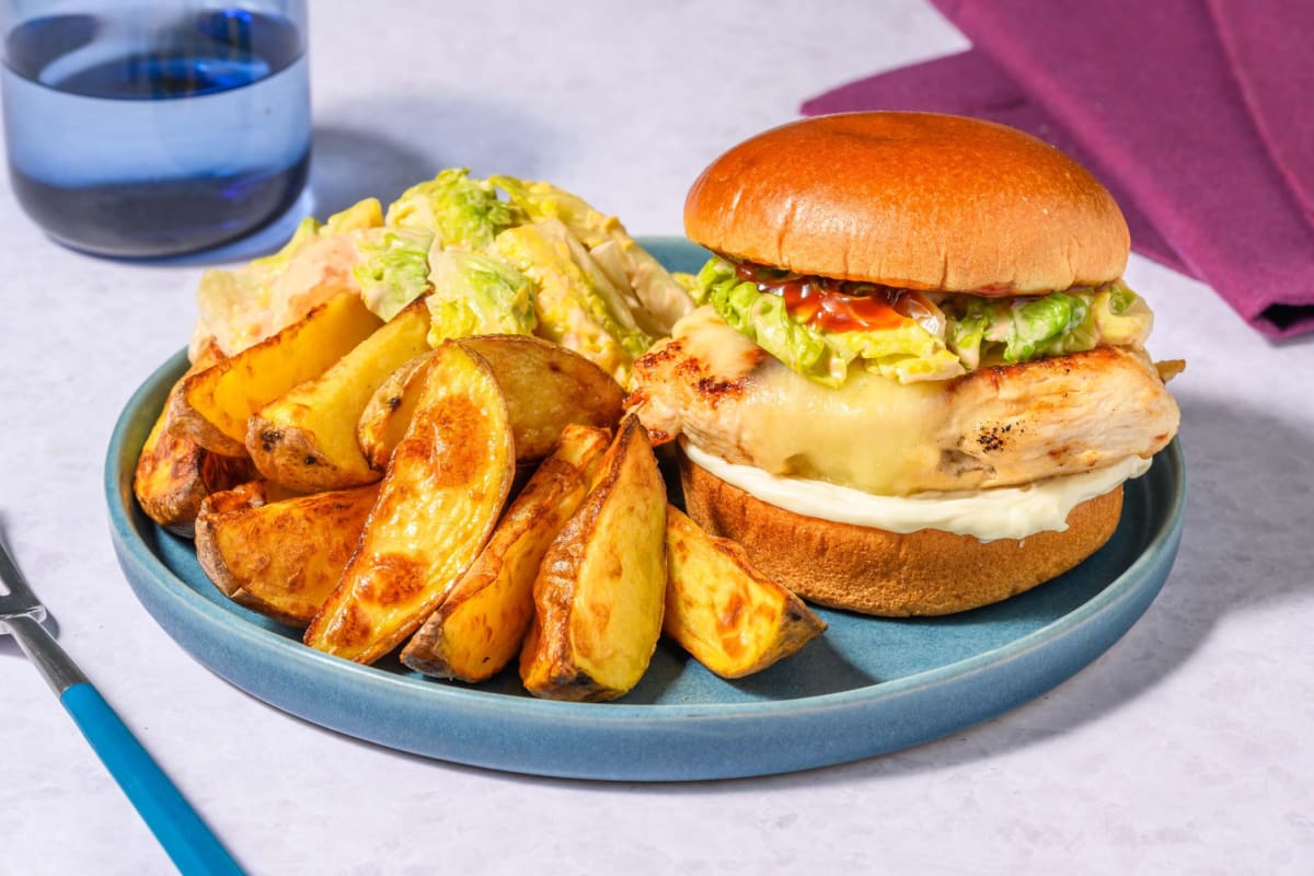 Cheesy Chicken Breast BBQ Burger