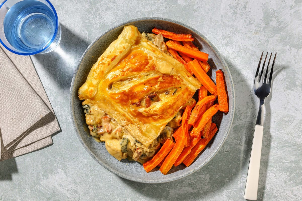 Creamy Truffle Chicken, Bacon and Mushroom Puff Pie